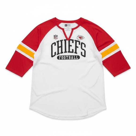 NFL Tops - NFL Kansas City Chiefs Women's Red and White V-Neck Top size XL